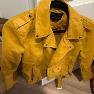 Love tree Mustard Yellow Leather Jacket